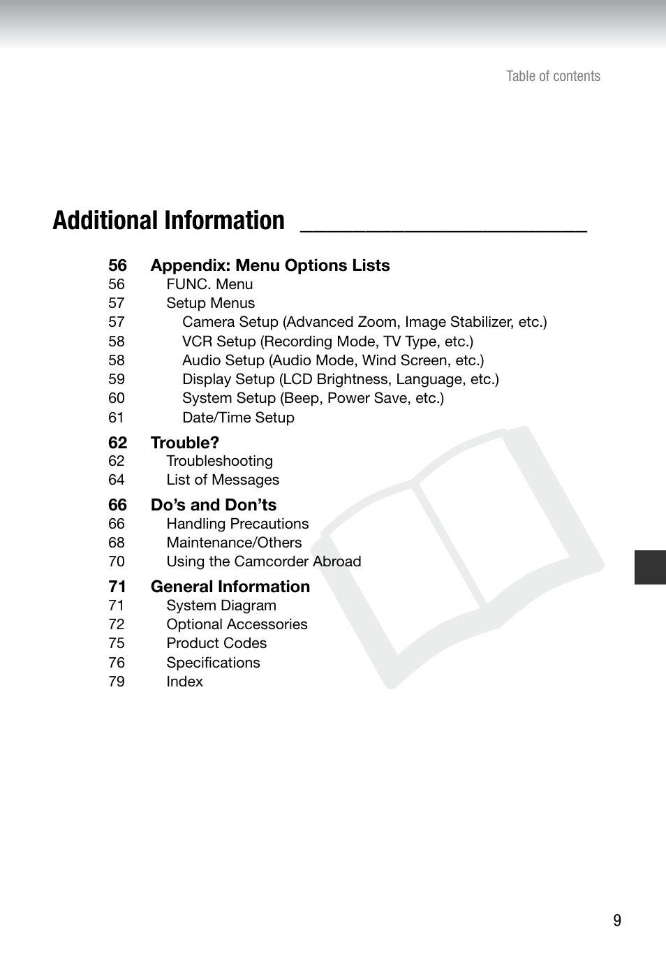 Additional information | Canon Digital Video Camcorder ZR900 User Manual | Page 11 / 85