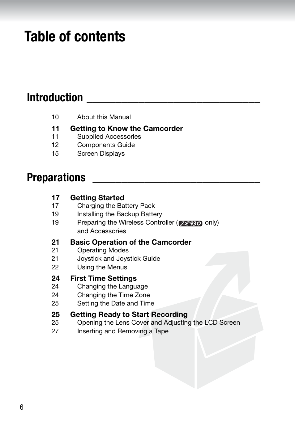 Canon Digital Video Camcorder ZR900 User Manual | Page 8 / 85