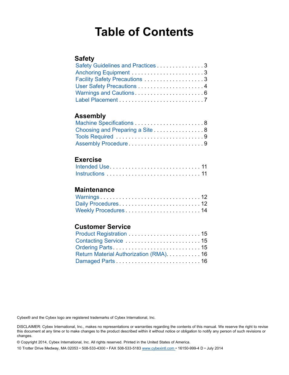 Cybex 16150 Plate Loaded Squat Press User Manual | Page 2 / 18