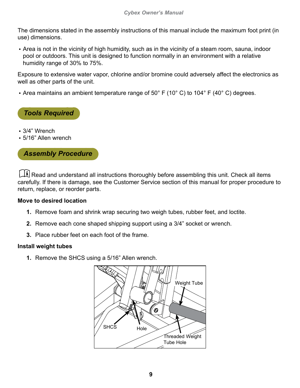 Tools required, Assembly procedure | Cybex 16150 Plate Loaded Squat Press User Manual | Page 9 / 18