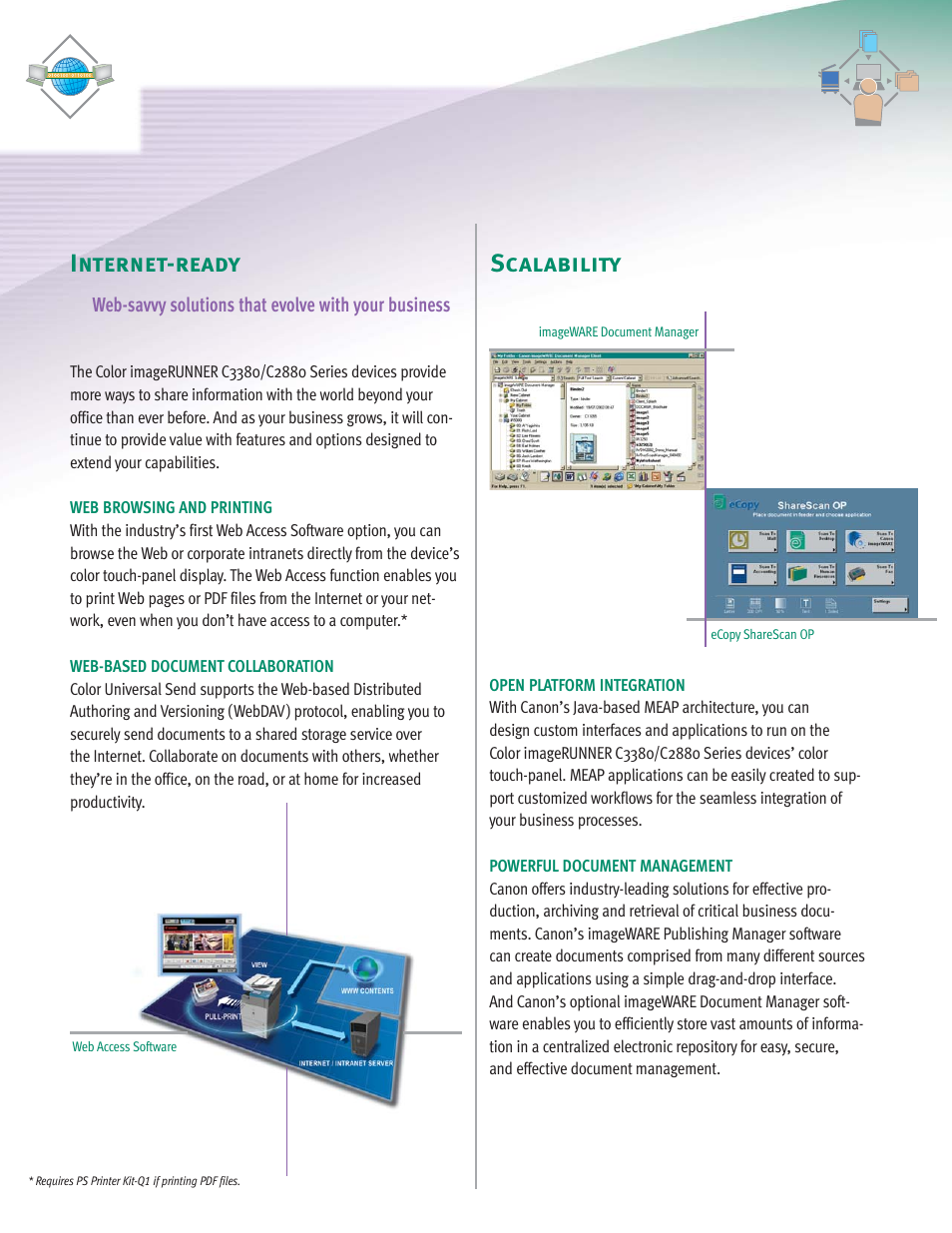 Internet-ready scalability | Canon C2880 Series User Manual | Page 10 / 16
