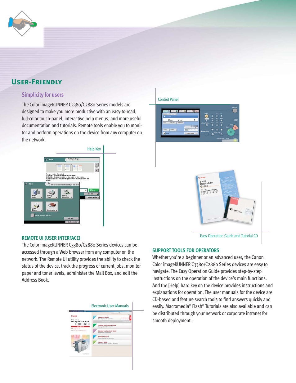 User-friendly, Simplicity for users | Canon C2880 Series User Manual | Page 12 / 16