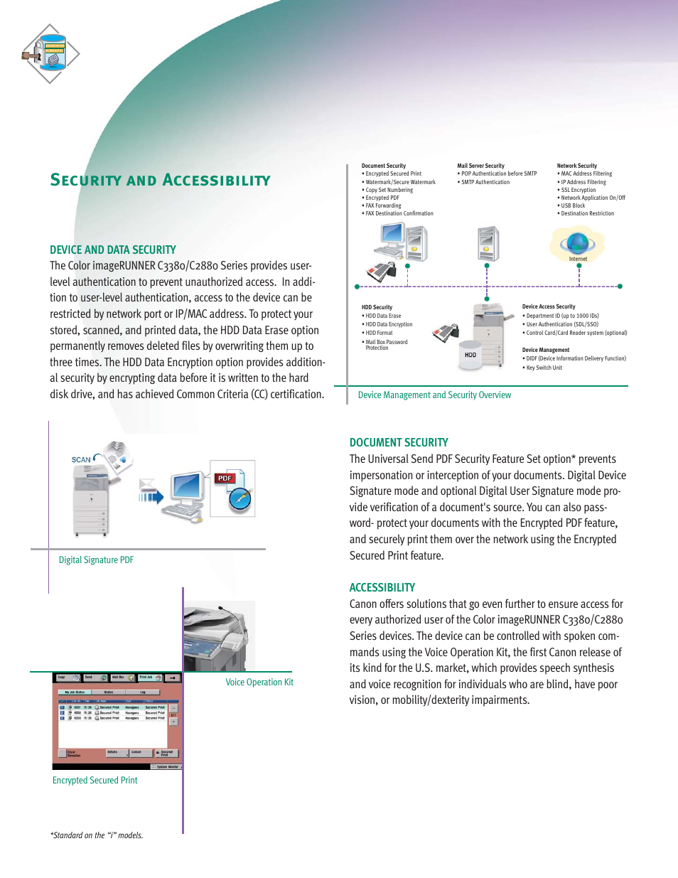 Security and accessibility | Canon C2880 Series User Manual | Page 14 / 16