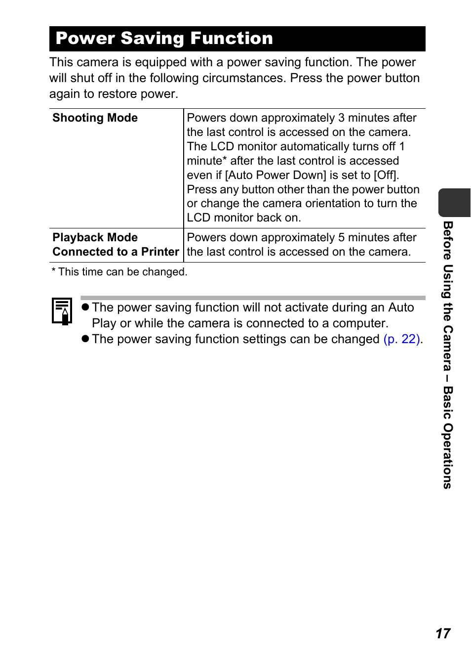 Power saving function | Canon A710 IS User Manual | Page 19 / 138