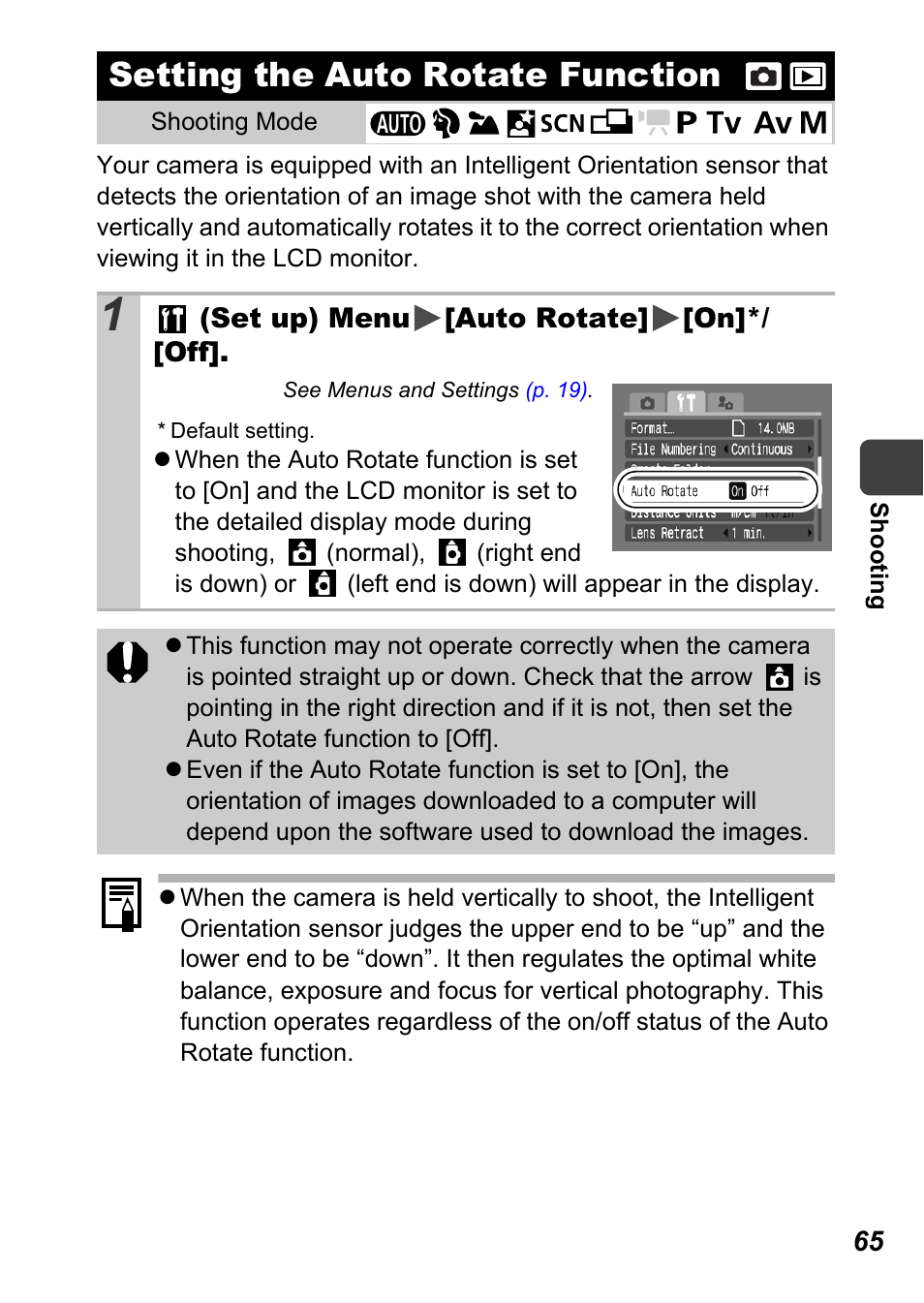 Setting the auto rotate function, P. 65), P. 65 | Canon A710 IS User Manual | Page 67 / 138