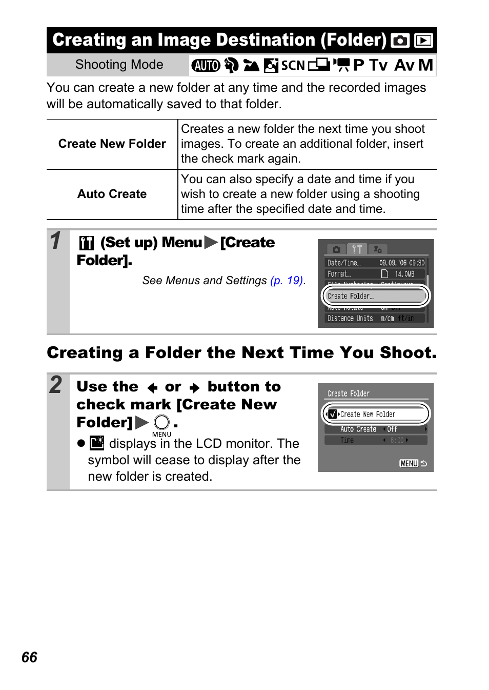 Creating an image destination (folder), P. 66), P. 66 | Canon A710 IS User Manual | Page 68 / 138