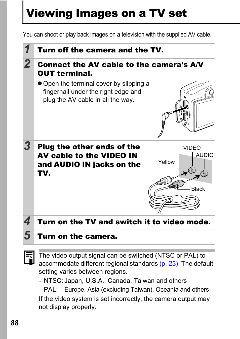 Viewing images on a tv set, P. 88 | Canon A710 IS User Manual | Page 90 / 138