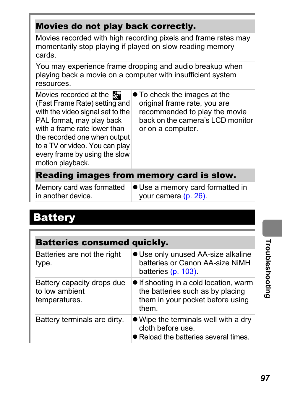 Battery | Canon A710 IS User Manual | Page 99 / 138