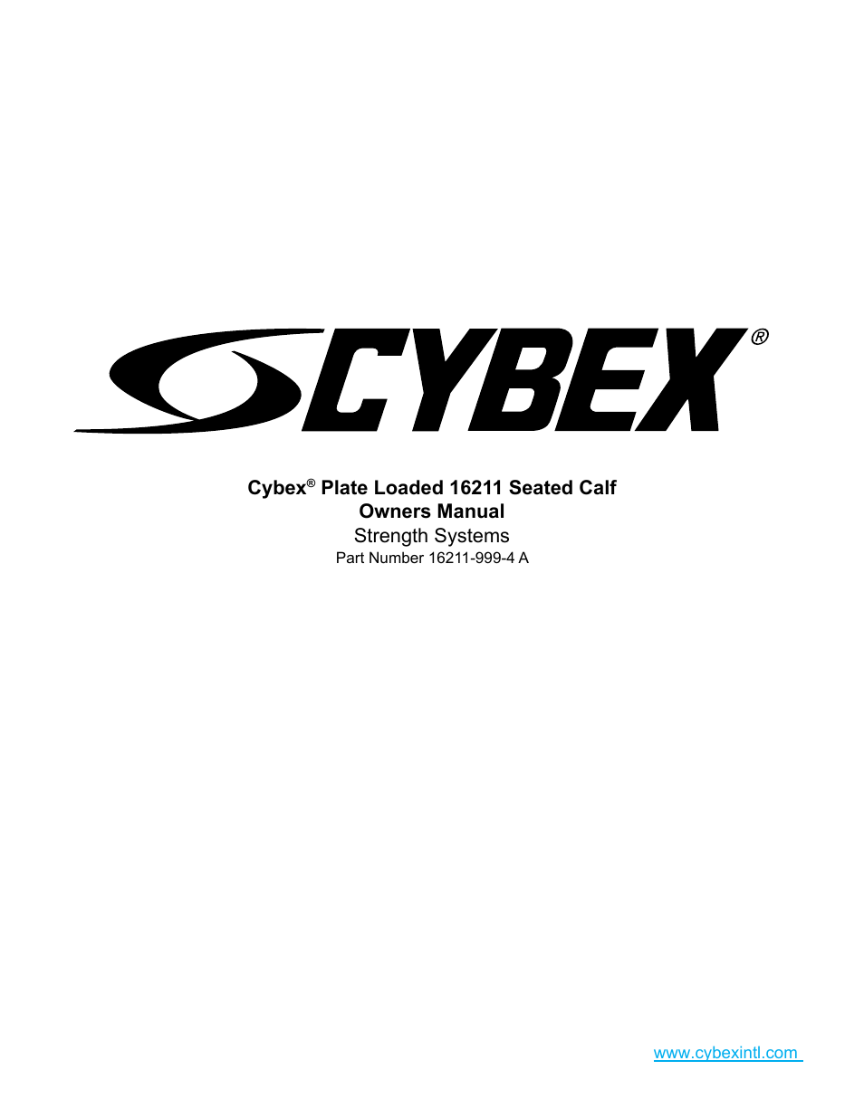 Cybex 16211 Plate Loaded Seated Calf User Manual | 20 pages