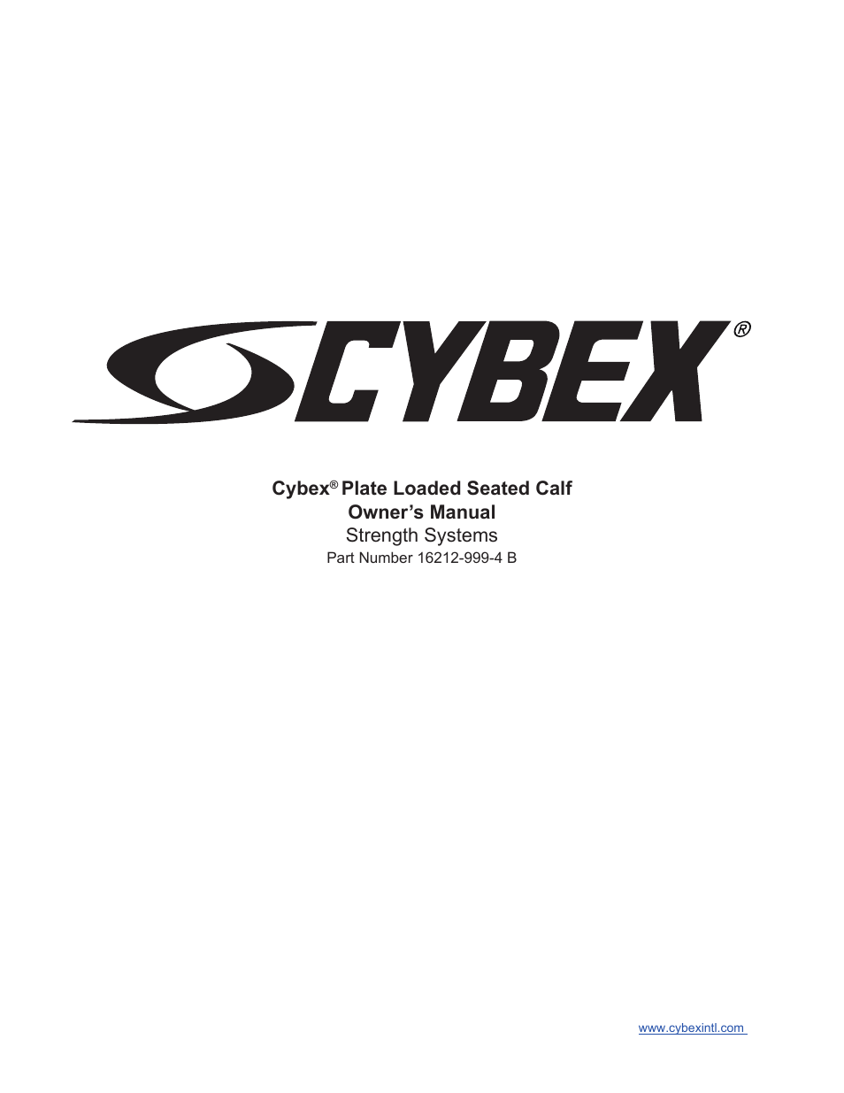 Cybex 16212 Plate Loaded Seated Calf User Manual | 18 pages