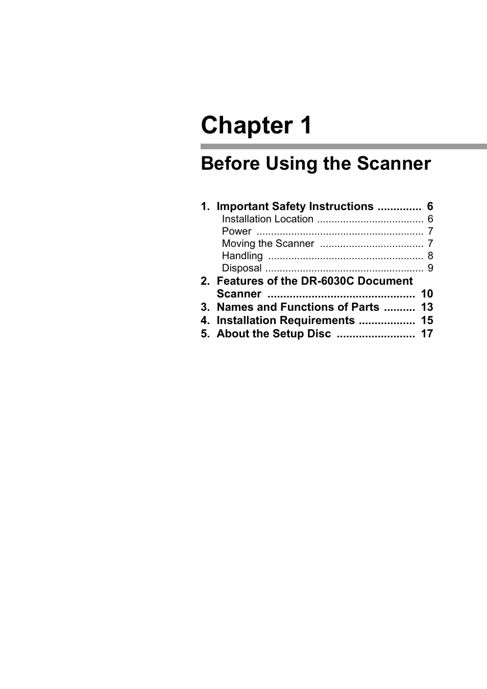 Chapter 1 before using the scanner, Chapter 1, Before using the scanner | Canon DR-6030C User Manual | Page 11 / 145