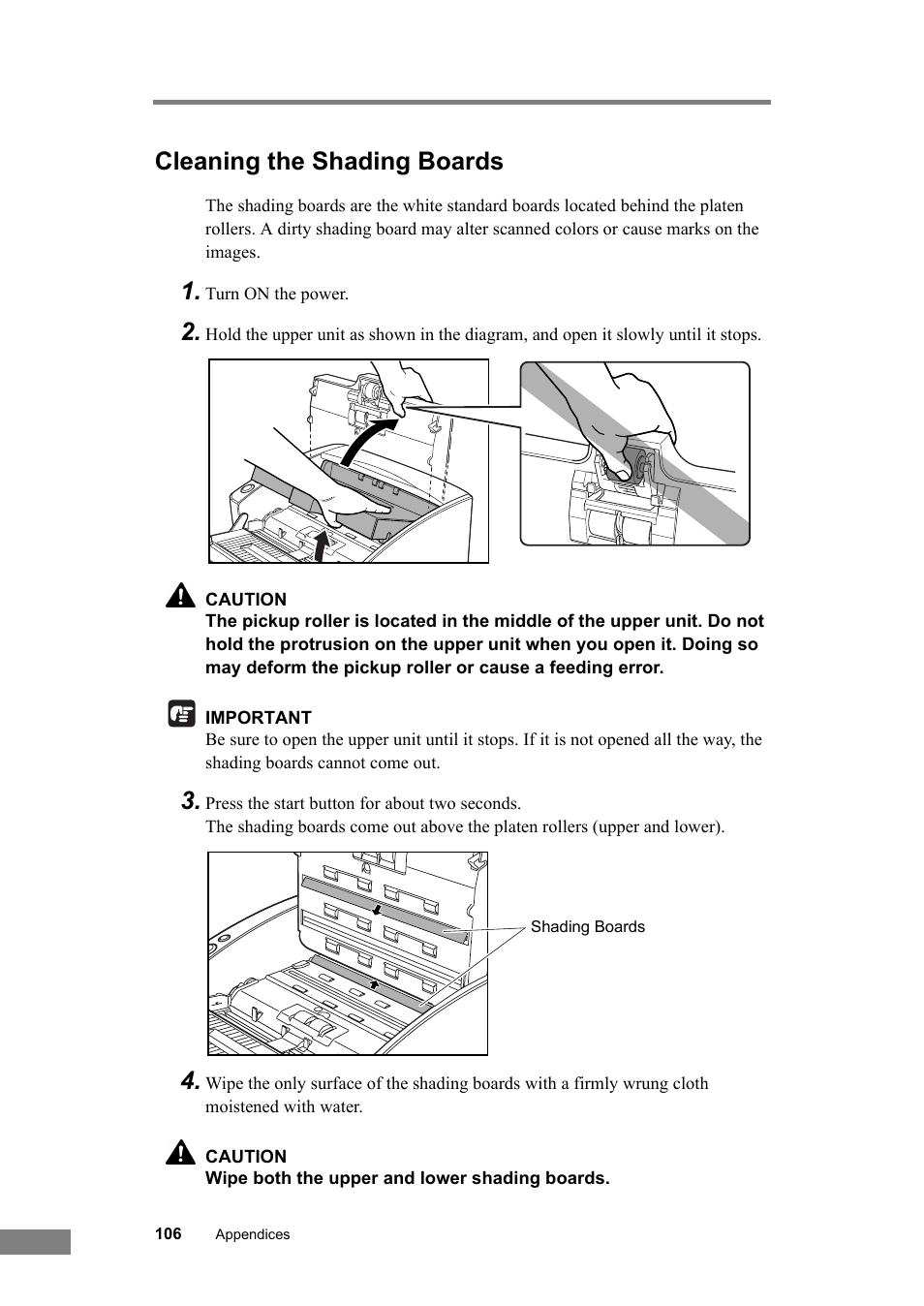 Cleaning the shading boards | Canon DR-6030C User Manual | Page 112 / 145