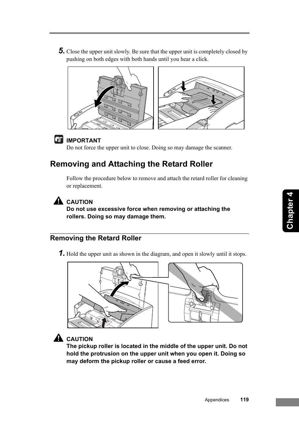 Removing and attaching the retard roller, Chapter 4 5 | Canon DR-6030C User Manual | Page 125 / 145