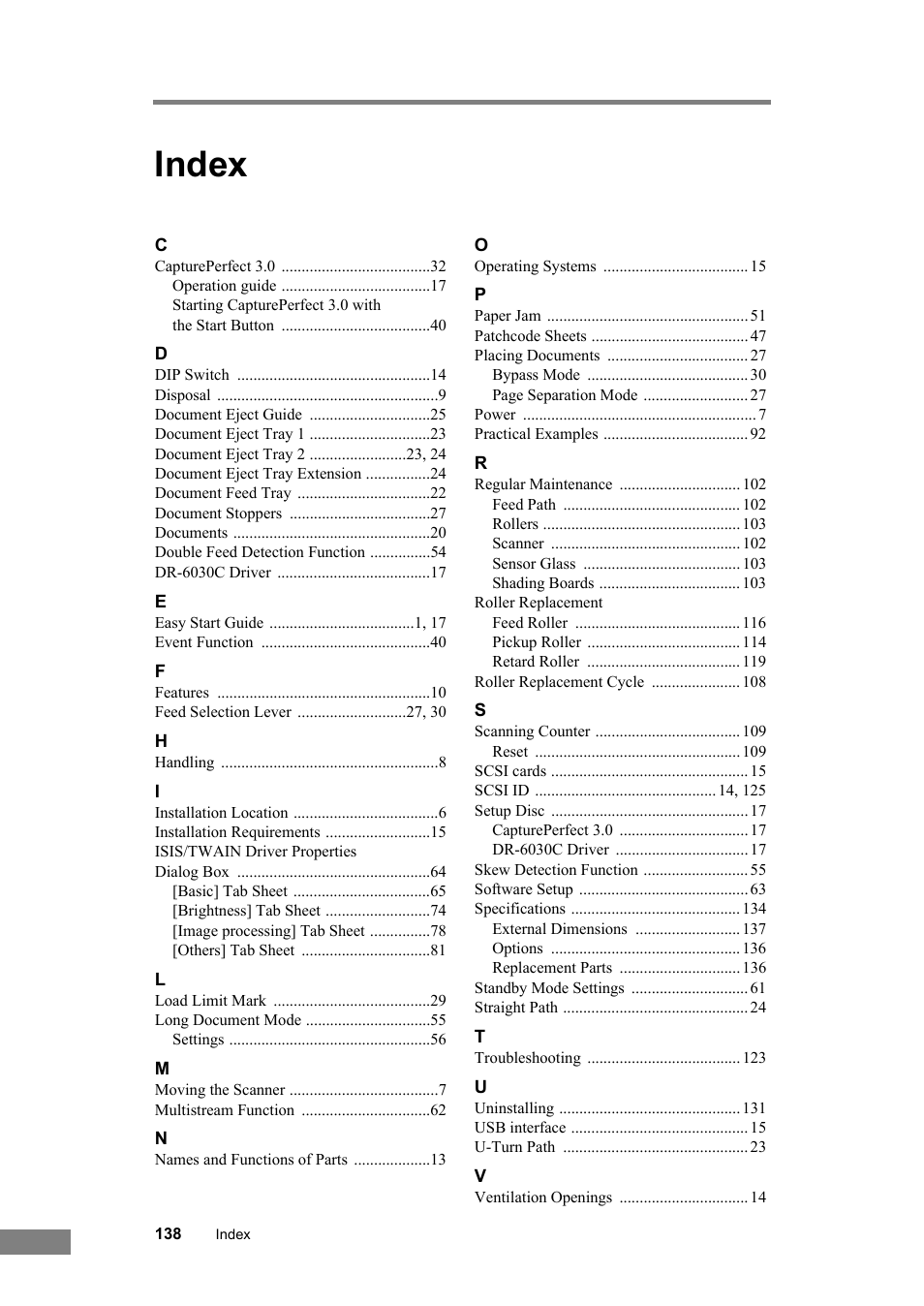 Index | Canon DR-6030C User Manual | Page 144 / 145