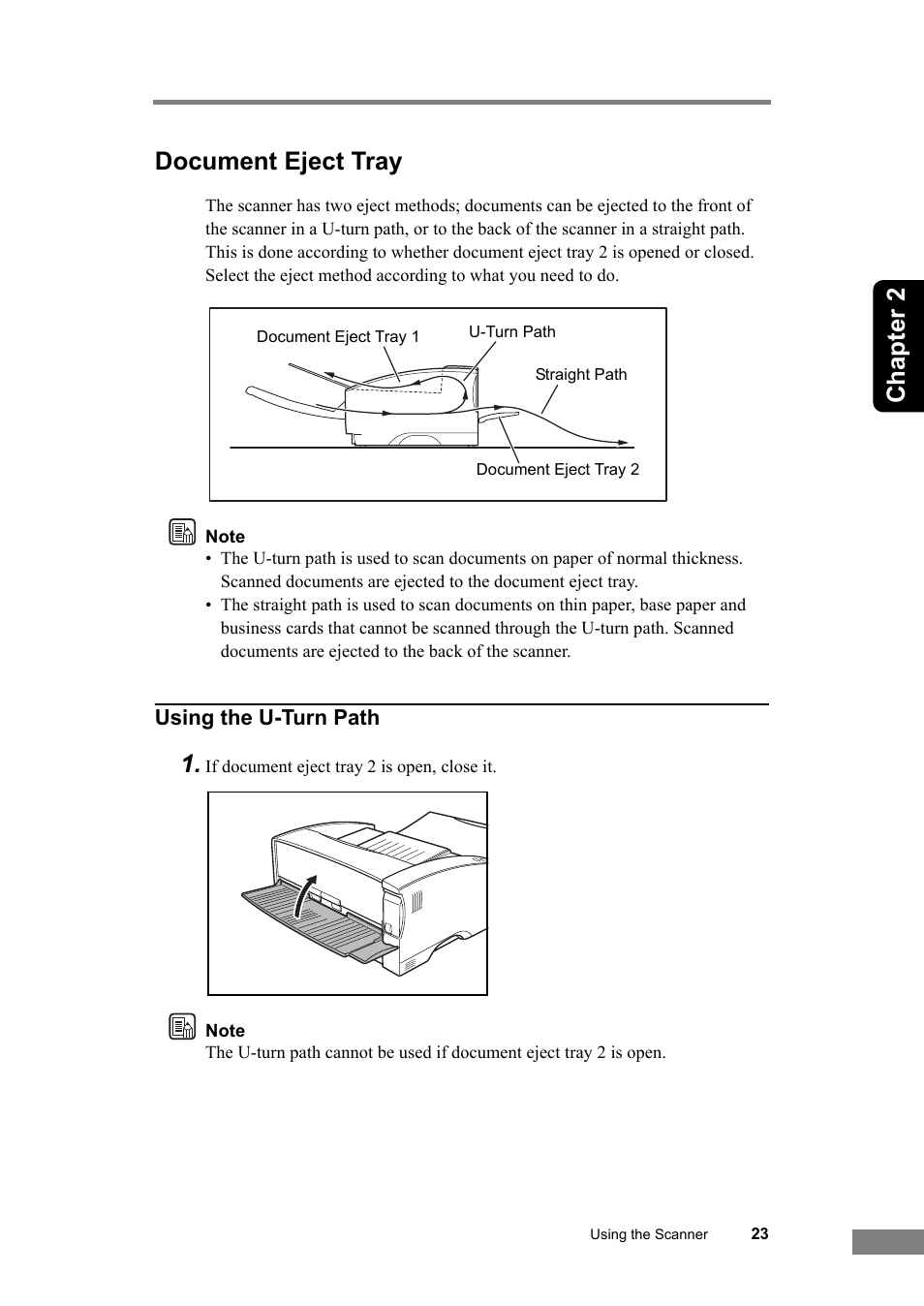 Document eject tray, See “document eject tray,” on p. 23.), Fed. (see “document eject tray,” on p. 23.) | See p. 23.), On p. 23, Chapter 2 document eject tray | Canon DR-6030C User Manual | Page 29 / 145