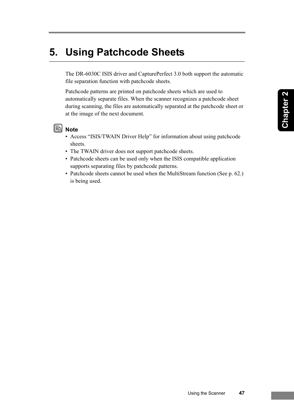 Using patchcode sheets, Chapter 2 | Canon DR-6030C User Manual | Page 53 / 145