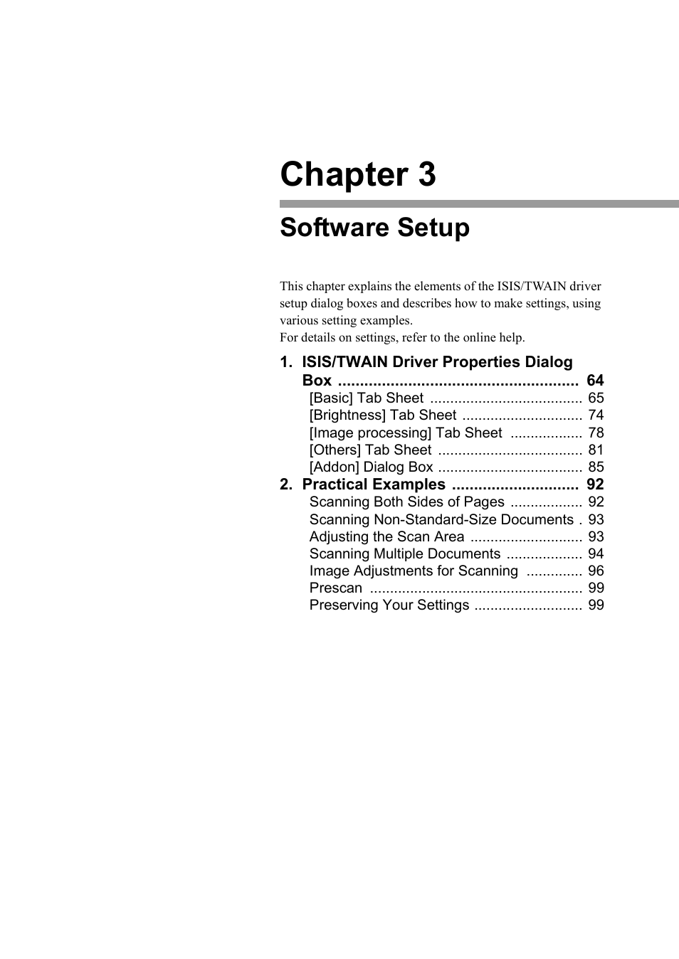 Chapter 3 software setup, Chapter 3, Software setup | Canon DR-6030C User Manual | Page 69 / 145