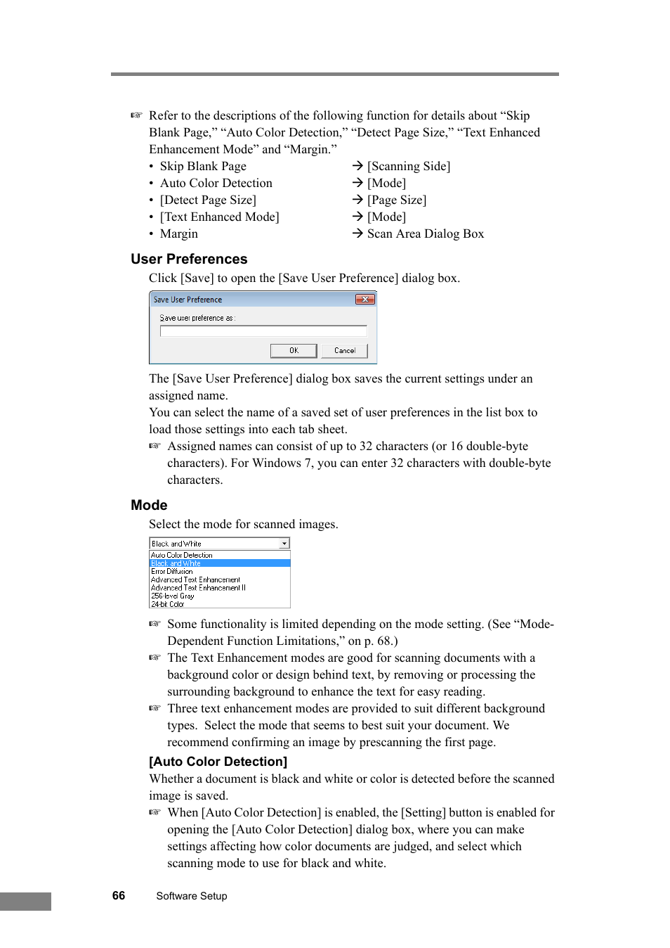 See “[auto color detection],” on p. 66.), See “mode,” on p. 66.) | Canon DR-6030C User Manual | Page 72 / 145