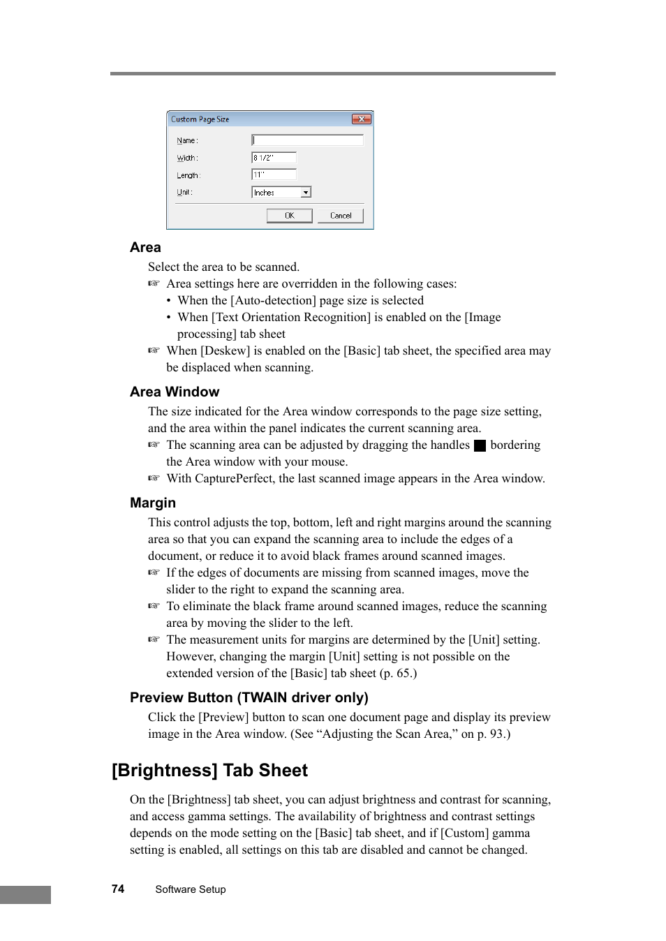 Brightness] tab sheet, T (see p. 74.) | Canon DR-6030C User Manual | Page 80 / 145