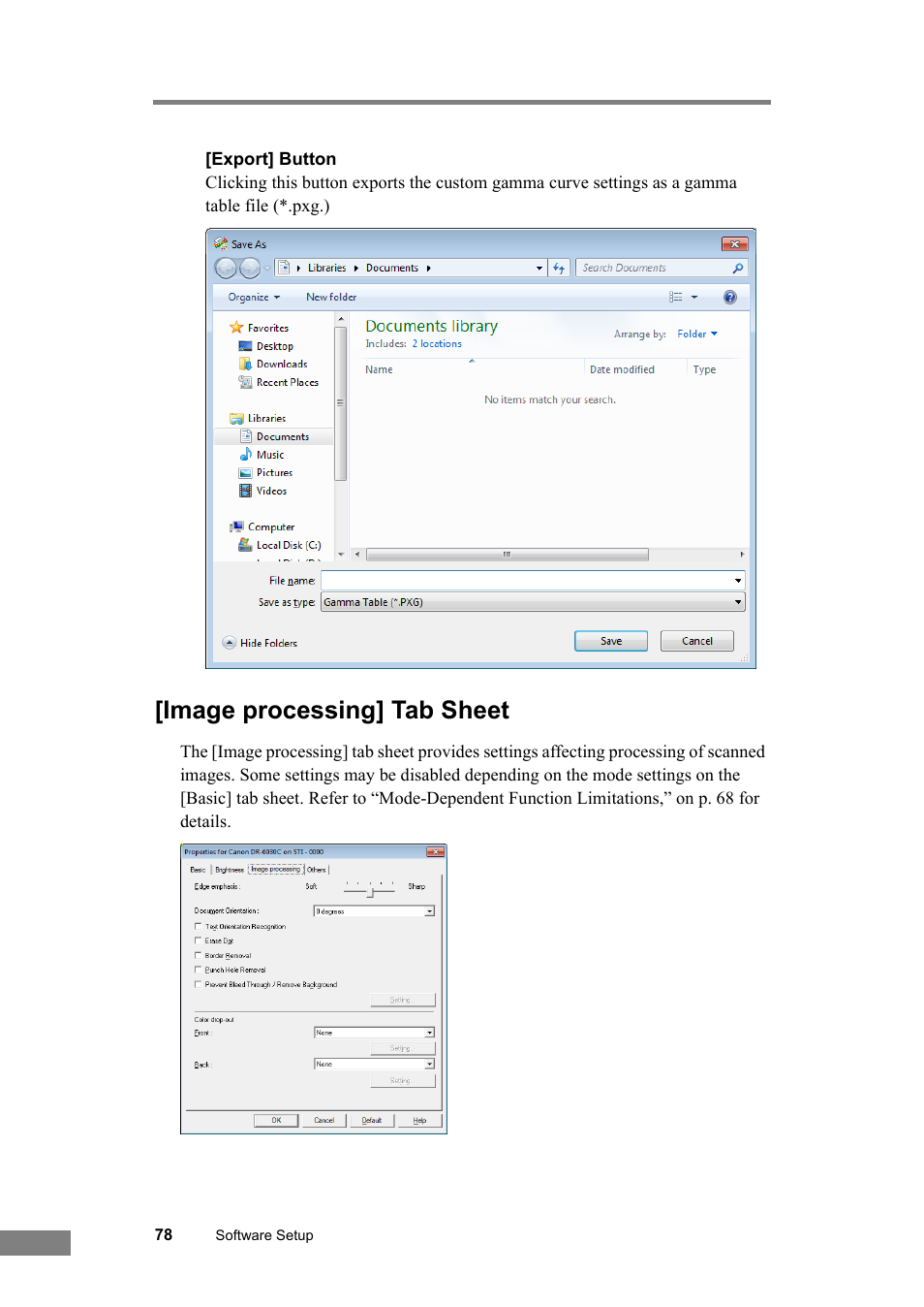 Image processing] tab sheet, See p. 78.) | Canon DR-6030C User Manual | Page 84 / 145