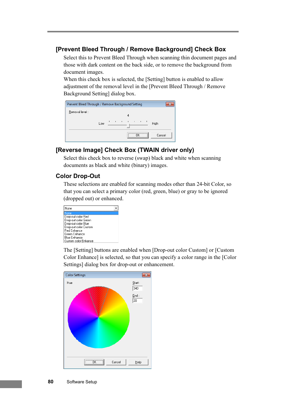 See “color drop-out,” on p. 80.) | Canon DR-6030C User Manual | Page 86 / 145