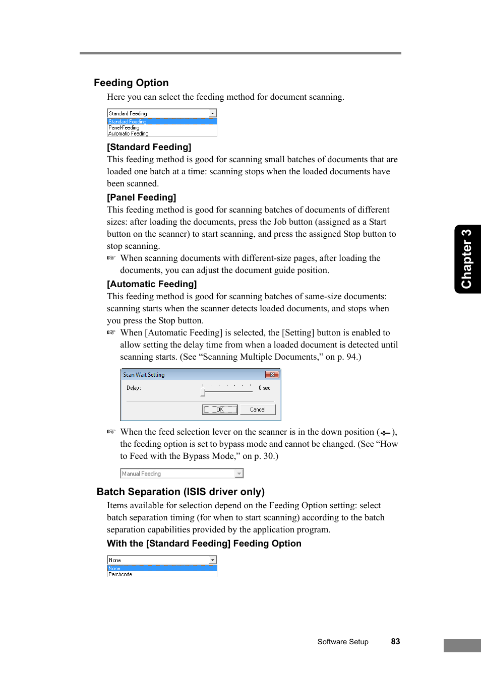 See “feeding option,” on p. 83.), Chapter 3 | Canon DR-6030C User Manual | Page 89 / 145