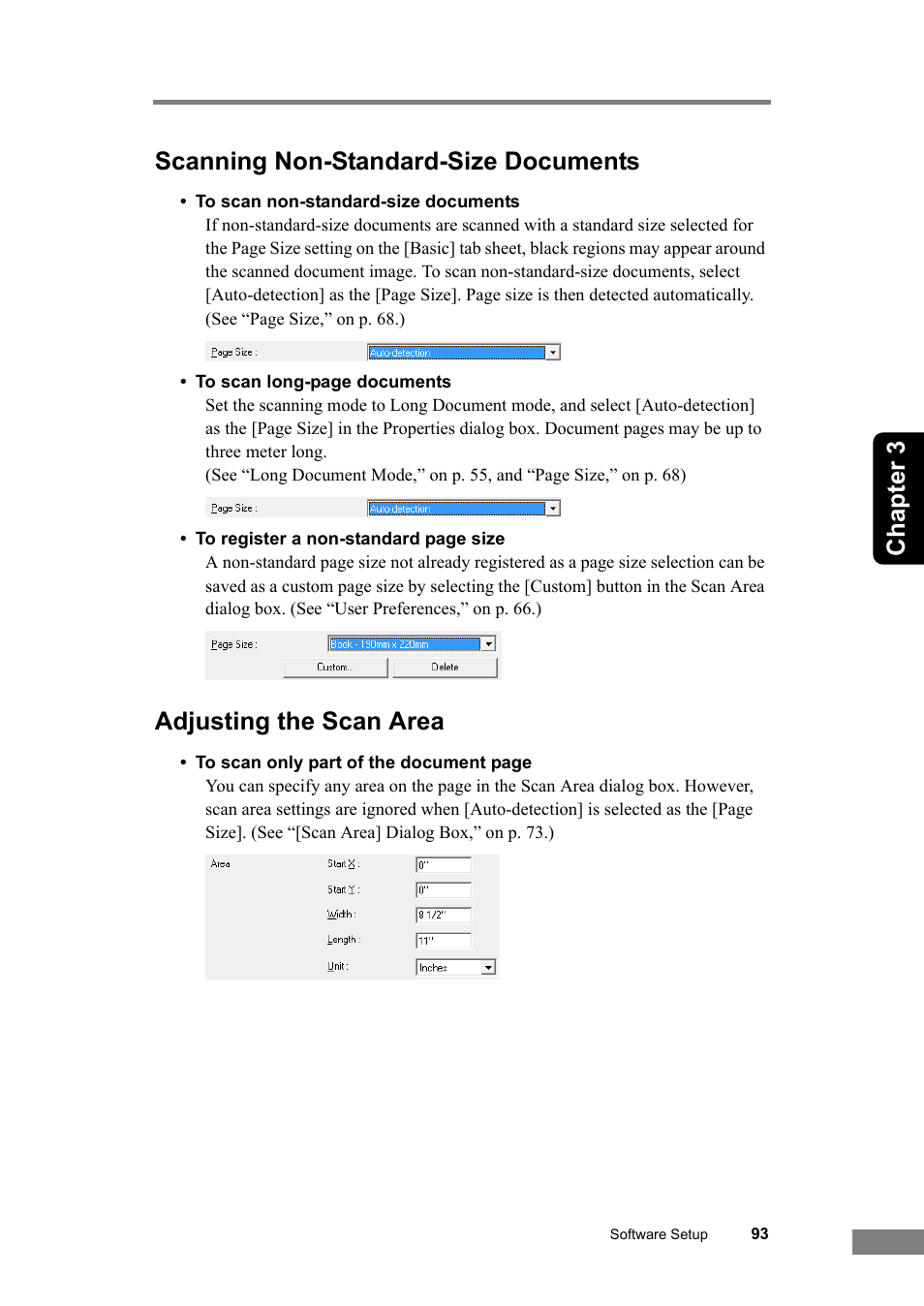 Chapter 3 scanning non-standard-size documents, Adjusting the scan area | Canon DR-6030C User Manual | Page 99 / 145