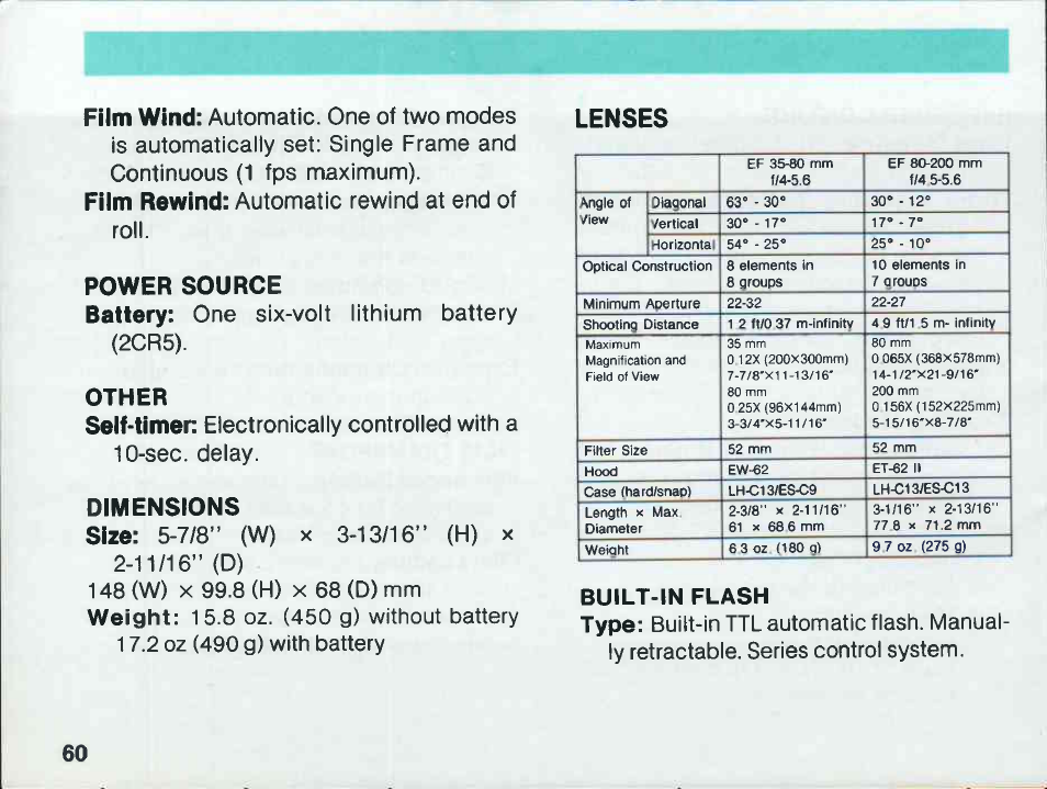 Flash photography, Notes | Canon EOS 1000 F User Manual | Page 62 / 105