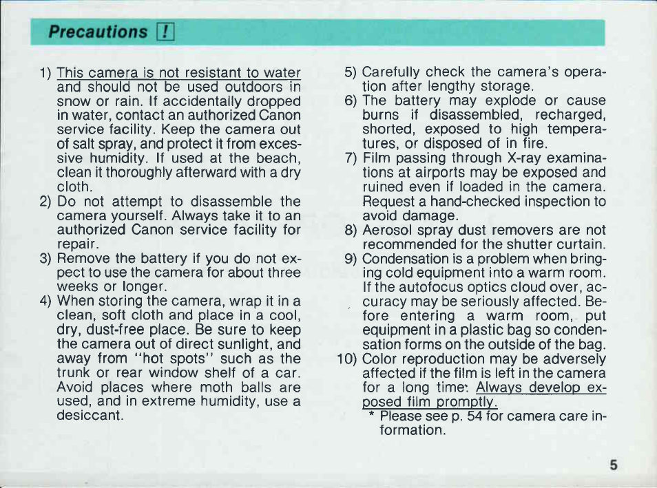 Attention, Important information, Attention important information | Canon EOS 1000 F User Manual | Page 7 / 105
