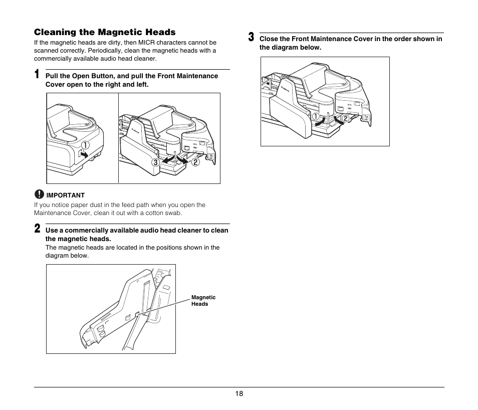 Cleaning the magnetic heads | Canon IMAGEFORMULA CR-190I M111021 User Manual | Page 19 / 31