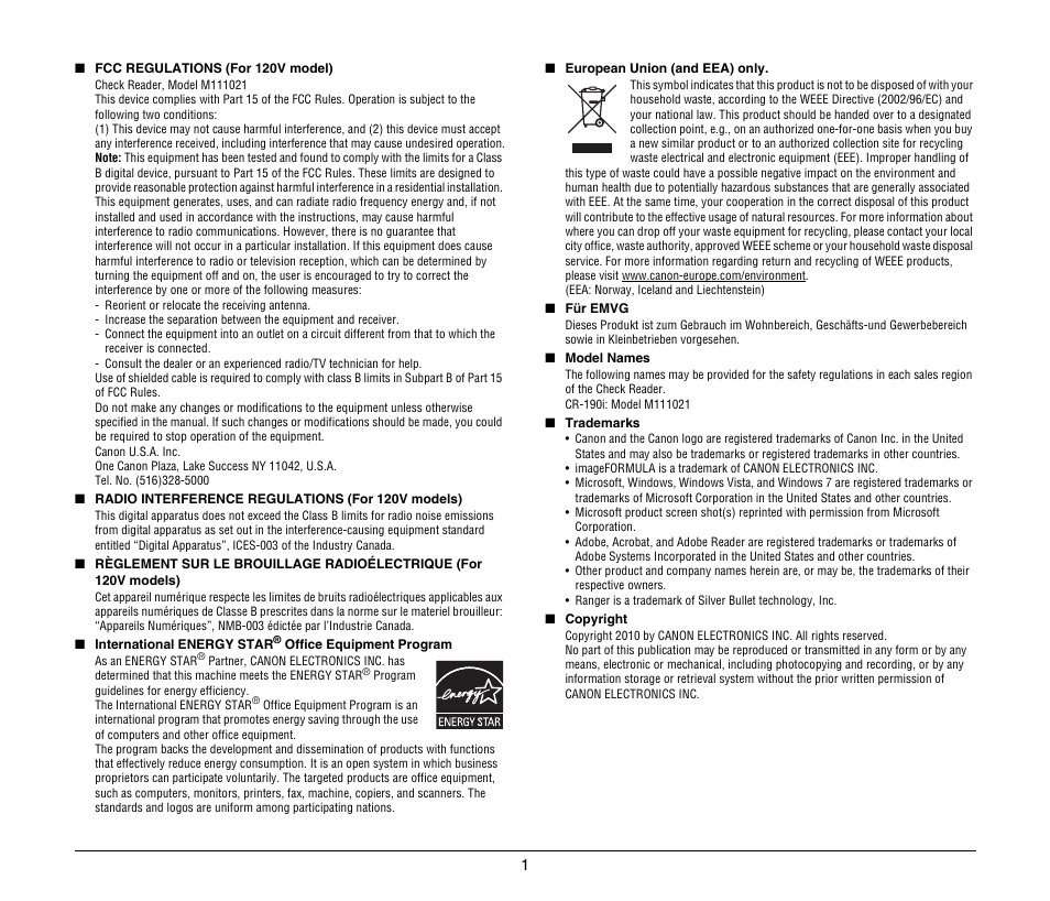 Canon IMAGEFORMULA CR-190I M111021 User Manual | Page 2 / 31