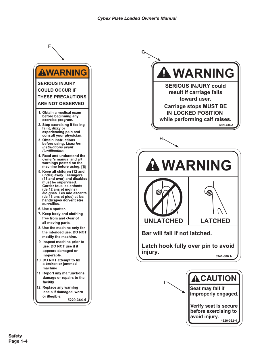 Warning, Caution | Cybex 5000 Series PL User Manual | Page 10 / 206
