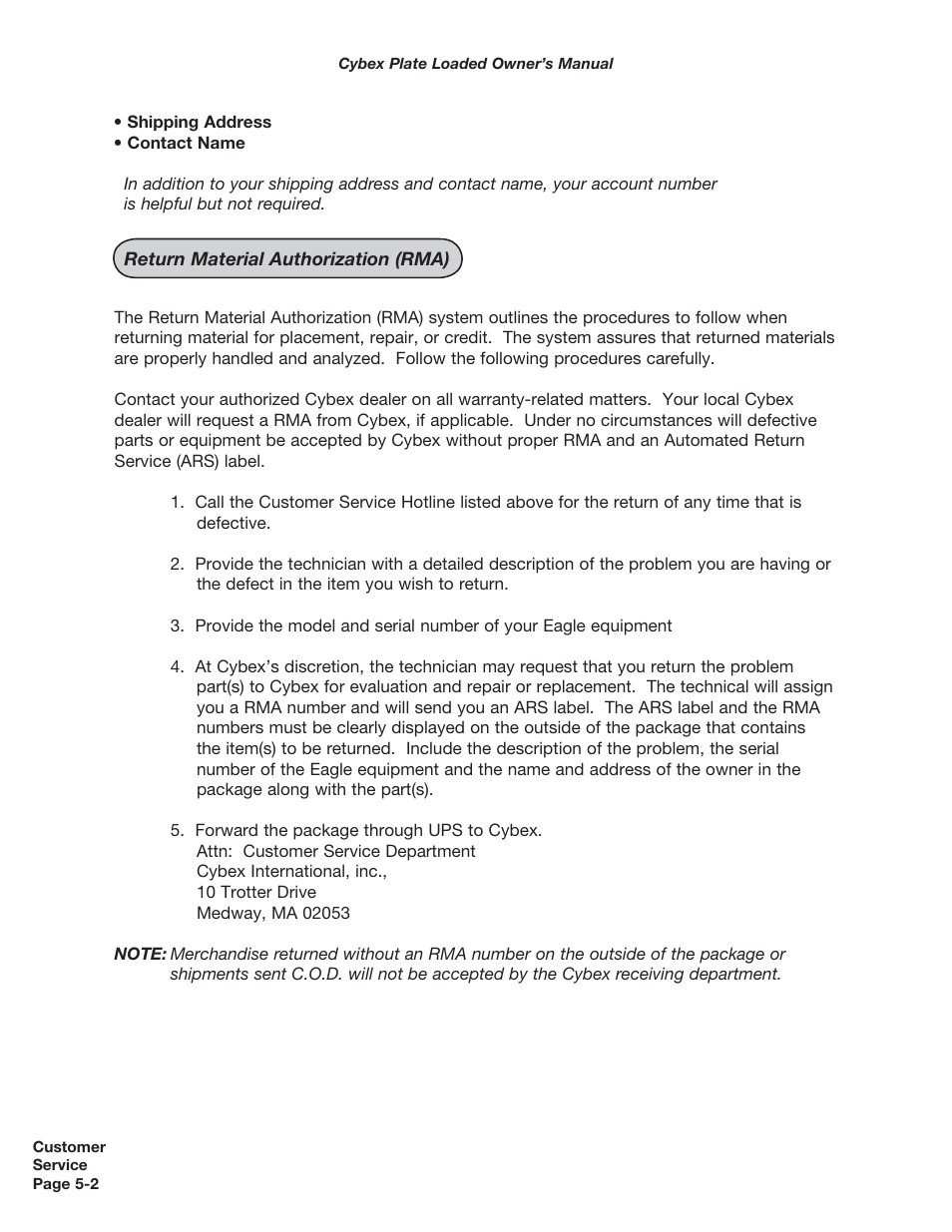 Cybex 5000 Series PL User Manual | Page 108 / 206