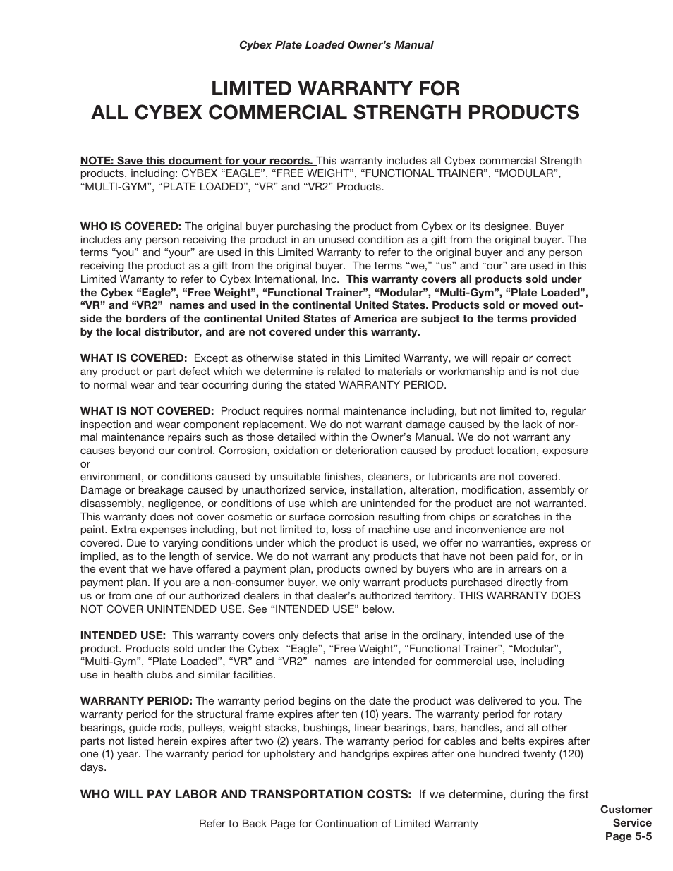 Cybex 5000 Series PL User Manual | Page 111 / 206