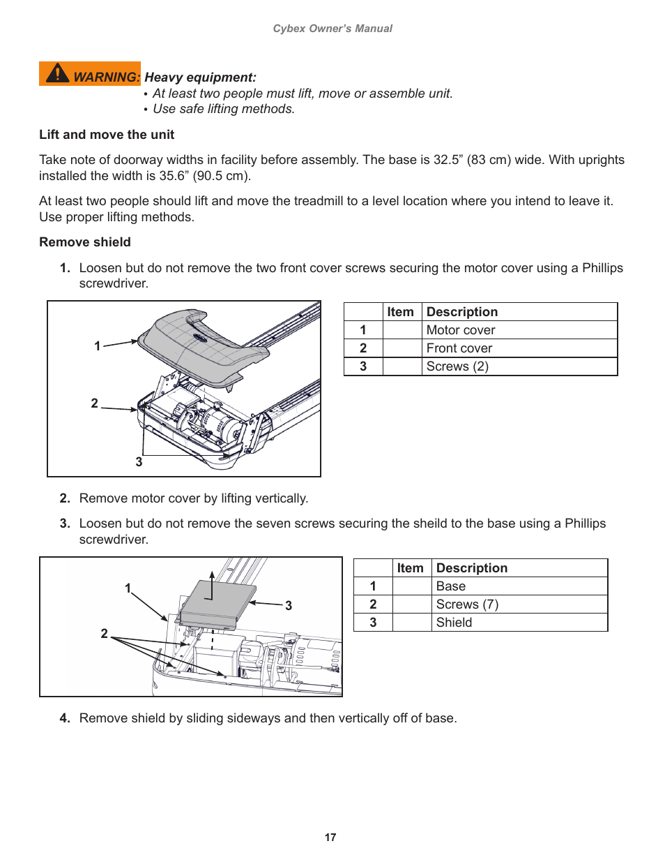 Cybex 525T Treadmill User Manual | Page 17 / 80