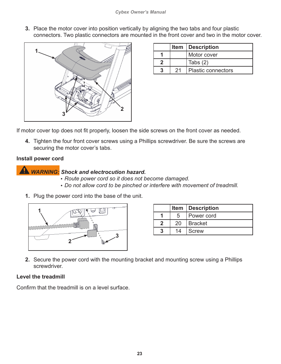 Cybex 525T Treadmill User Manual | Page 23 / 80