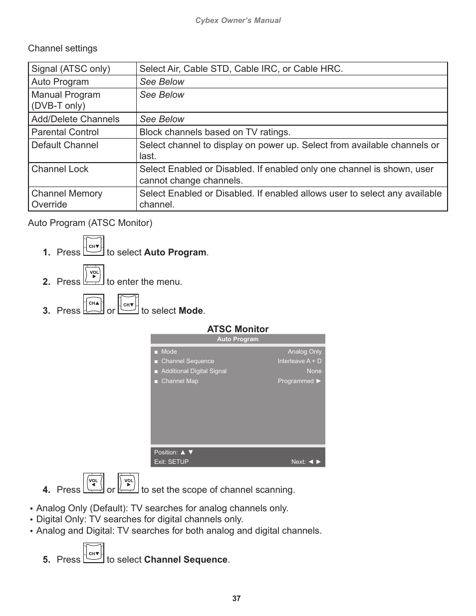 Press, 37 cybex owner’s manual | Cybex 525T Treadmill User Manual | Page 37 / 80