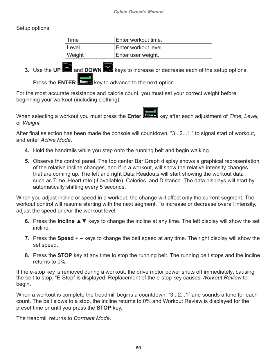 Cybex 525T Treadmill User Manual | Page 50 / 80