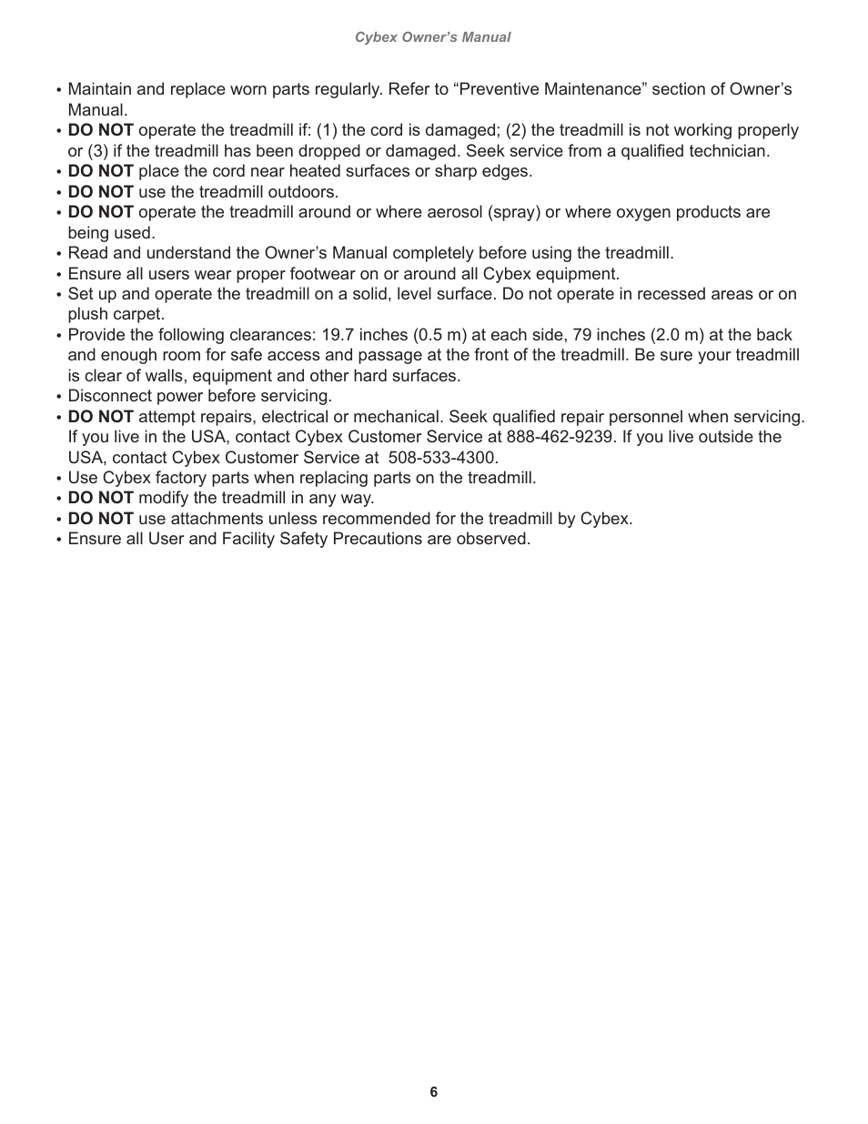 Cybex 525T Treadmill User Manual | Page 6 / 80