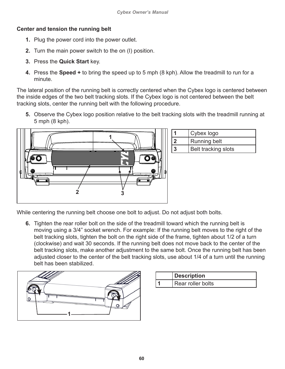 Cybex 525T Treadmill User Manual | Page 60 / 80