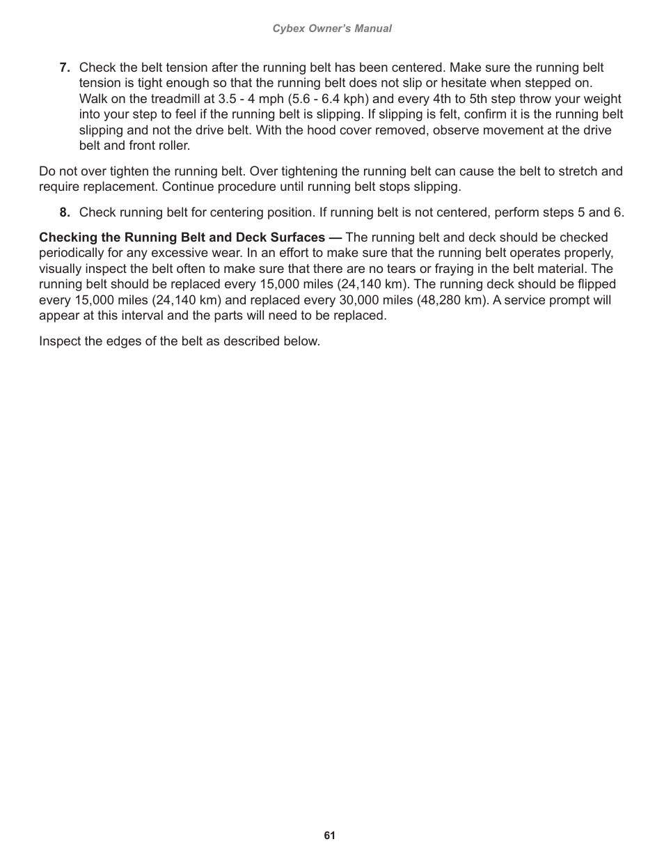 Cybex 525T Treadmill User Manual | Page 61 / 80