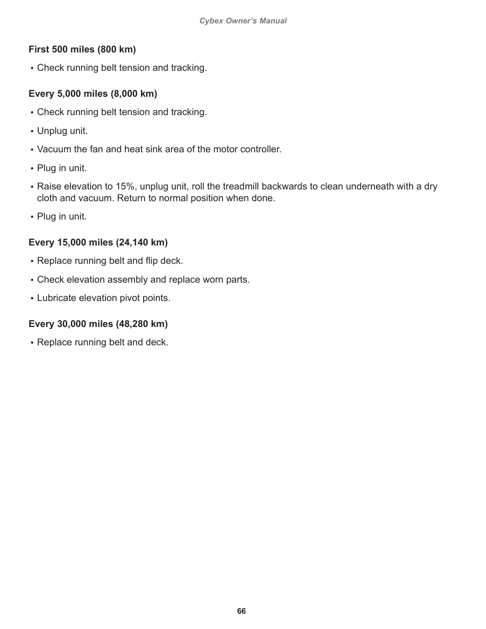 Cybex 525T Treadmill User Manual | Page 66 / 80