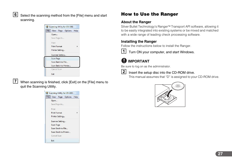 How to use the ranger | Canon IMAGEFORMULA CR-190I User Manual | Page 27 / 61