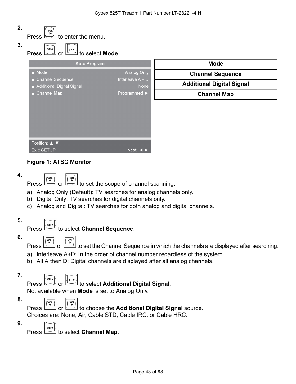 Cybex 625T Treadmill User Manual | Page 43 / 88