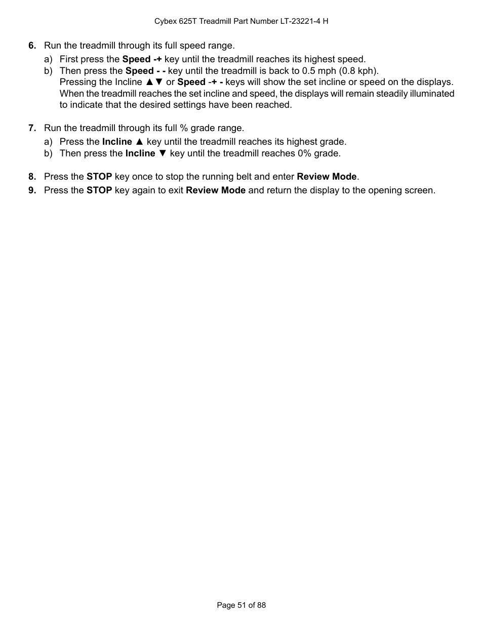 Cybex 625T Treadmill User Manual | Page 51 / 88