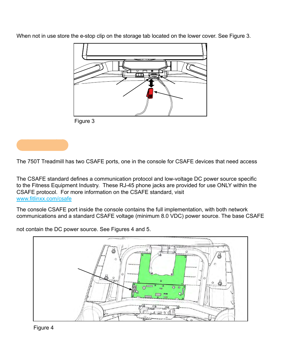 Csafe ports | Cybex 751T Treadmill User Manual | Page 16 / 60