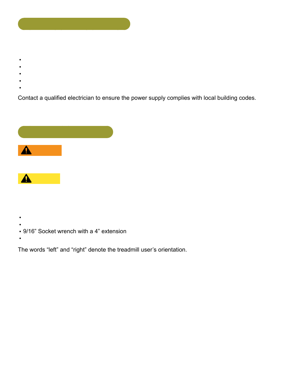 Electrical power requirements, Assembling the treadmill | Cybex 751T Treadmill User Manual | Page 20 / 60