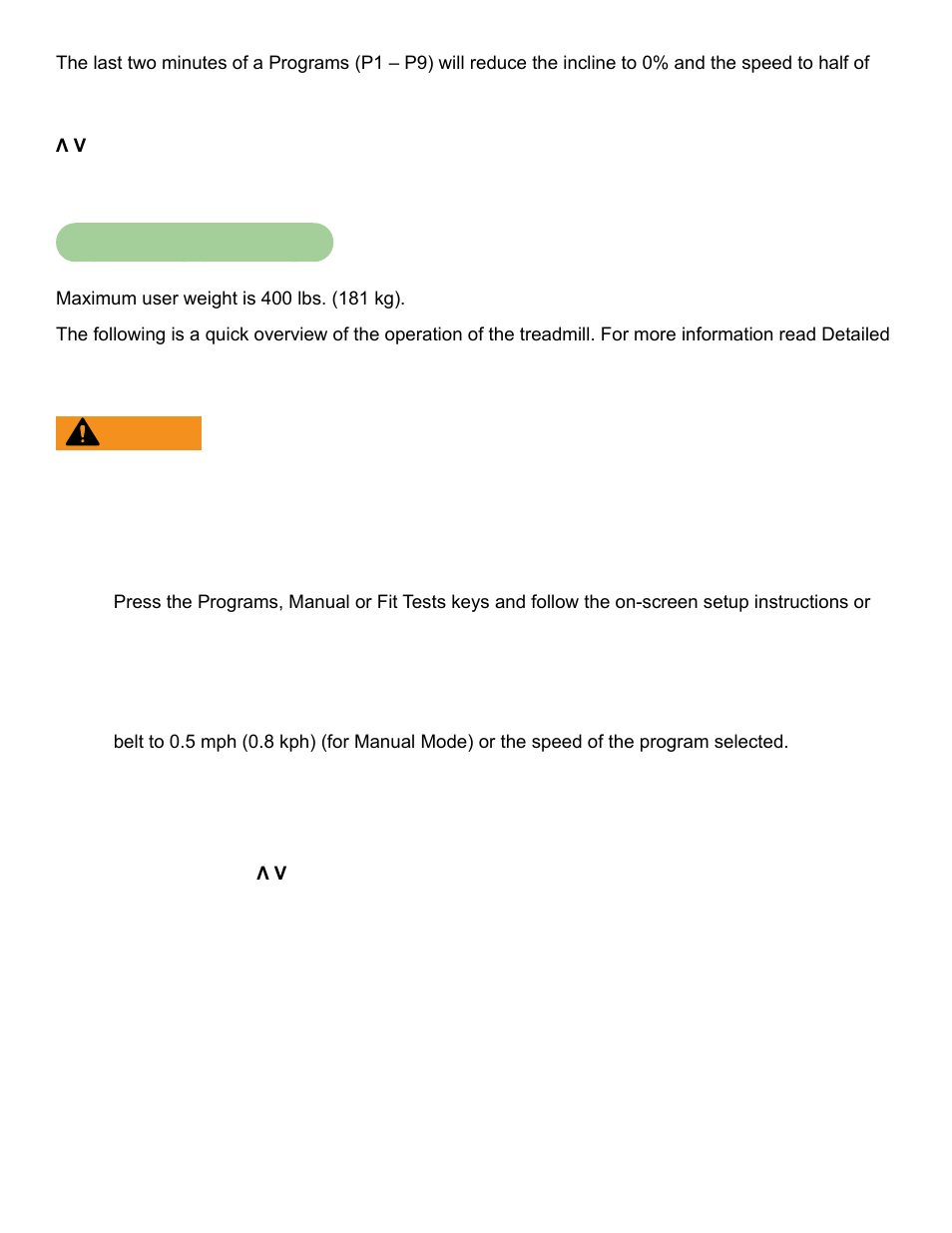 Quick operation guide | Cybex 751T Treadmill User Manual | Page 34 / 60