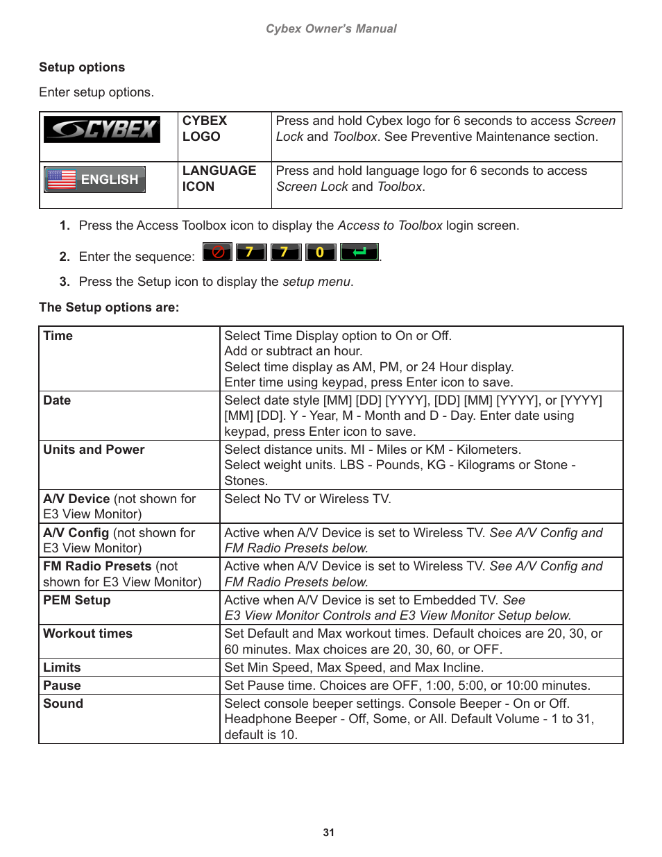 Cybex 770T Treadmill User Manual | Page 31 / 98