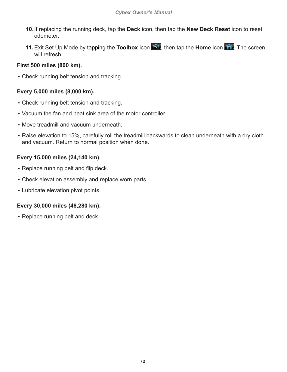 Cybex 770T Treadmill User Manual | Page 72 / 98